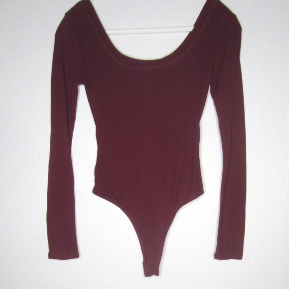 Lulus Simply the Best Burgundy Long Sleeve Button-Front Bodysuit - Size Medium - Picture 5 of 6